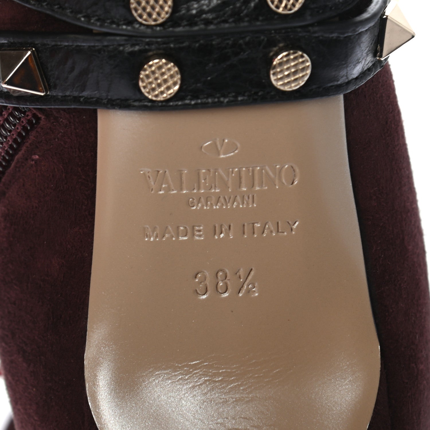 Valentino Garavani Suede Craquele Nappa Rockstud High Heel Ankle Boots 38.5 Rubin 3 of 8