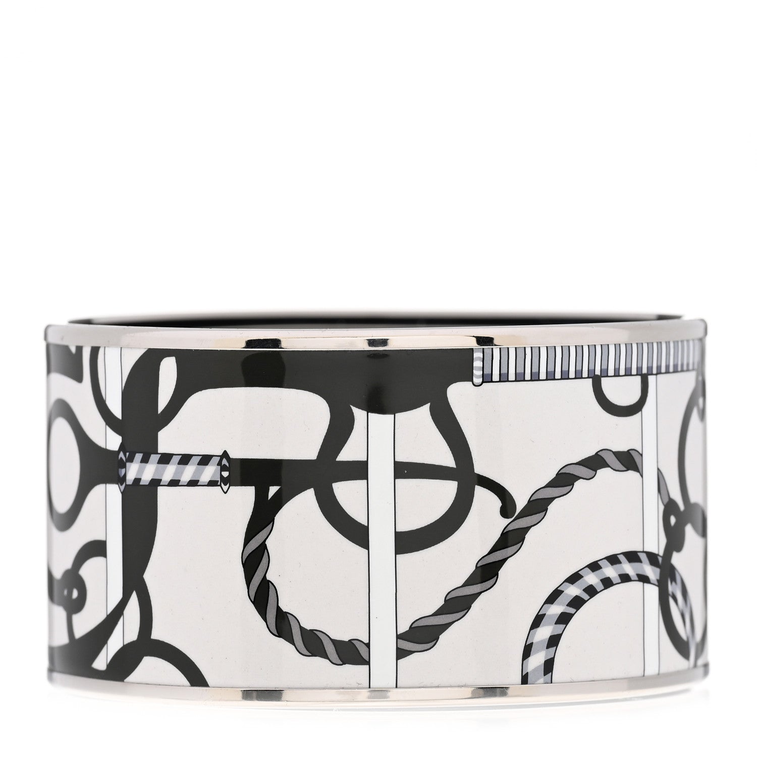 Hermes Enamel Printed Extra Wide Bracelet 70 Black 1 of 5