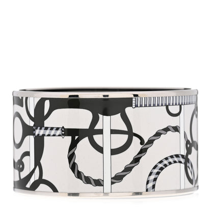 Hermes Enamel Printed Extra Wide Bracelet 70 Black 1 of 5