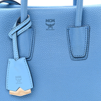MCM Grained Calfskin Mini Milla Tote Tile Blue 6 of 7