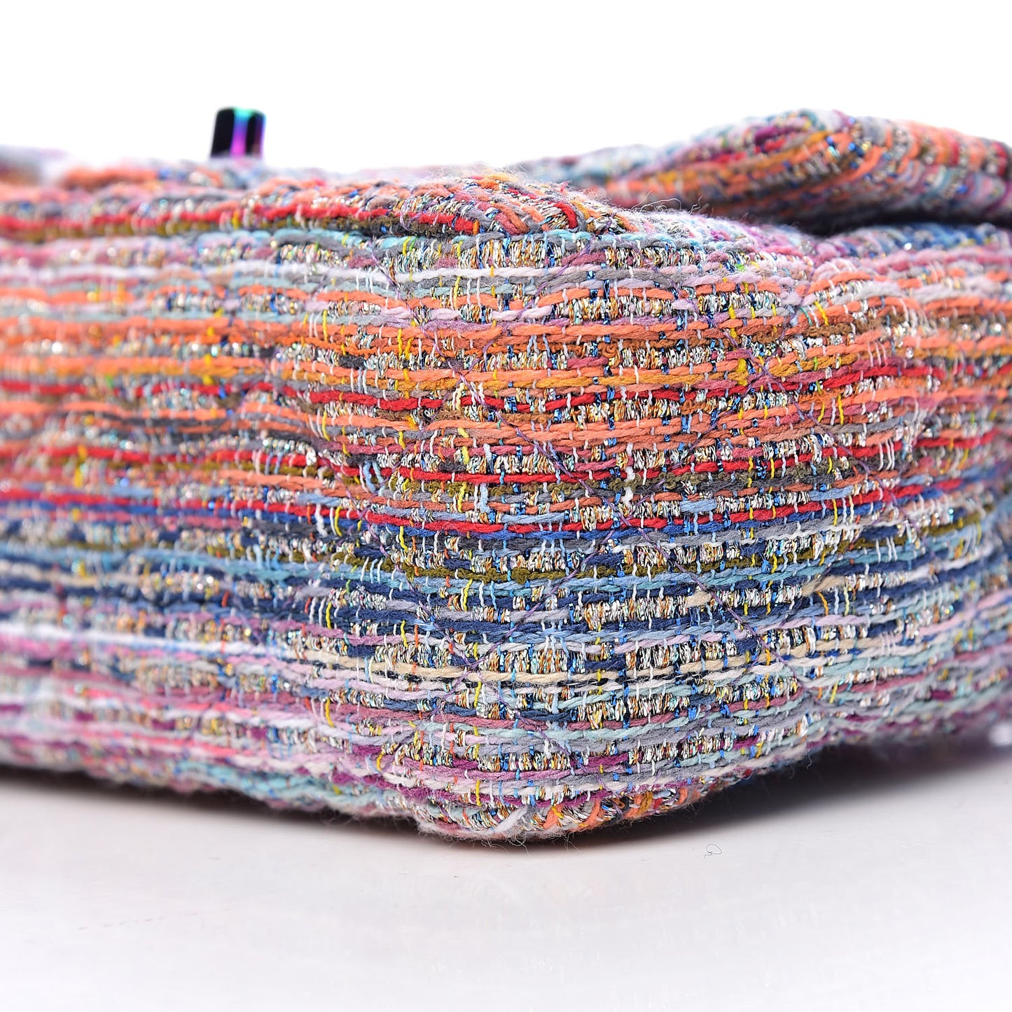 Tweed Quilted Mini Rectangular Flap Blue Pink Orange