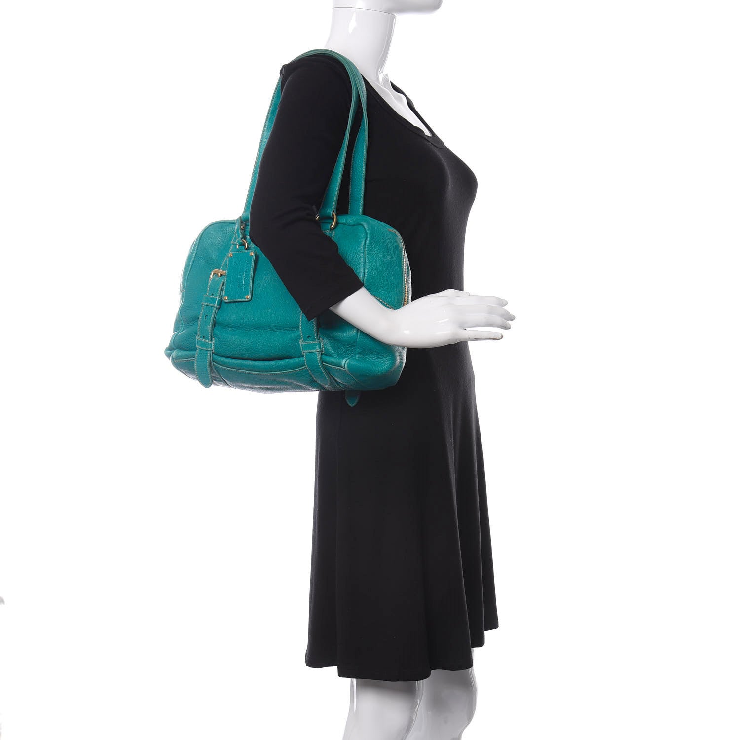 Prada Deerskin Shoulder Bag Turchese 2 of 10