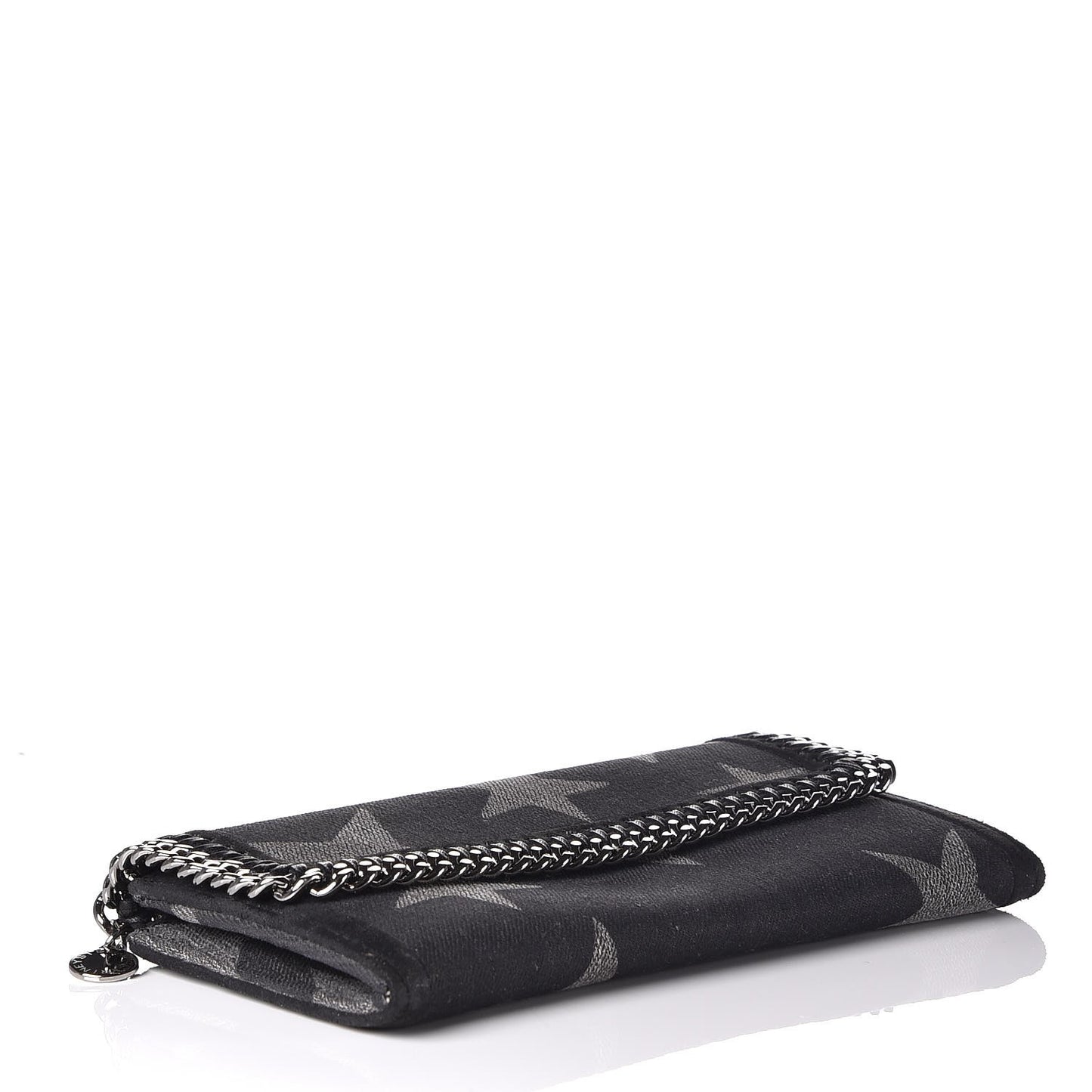 Denim Star Print Falabella Continental Flap Wallet Black