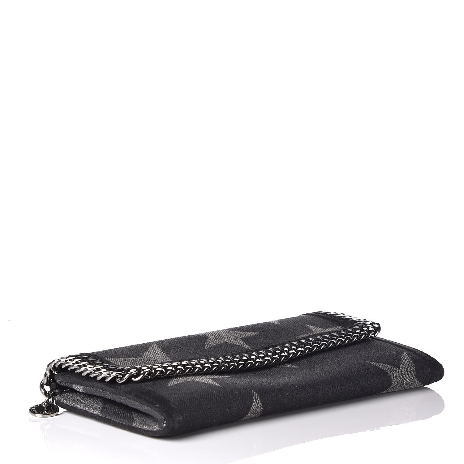 Stella McCartney Denim Star Print Falabella Continental Flap Wallet Black 4 of 10