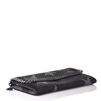 Stella McCartney Denim Star Print Falabella Continental Flap Wallet Black 4 of 10