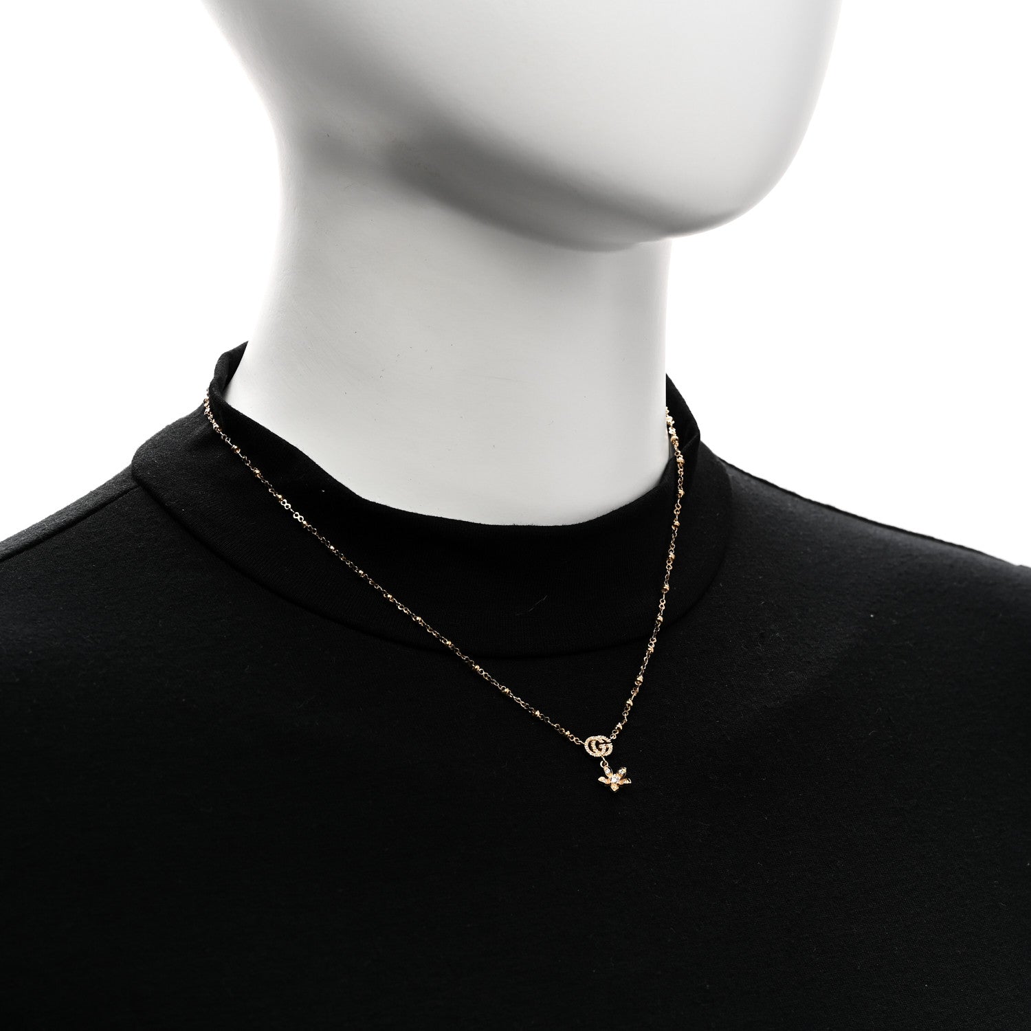 Gucci 18K Yellow Gold Diamond Flora Necklace 2 of 7