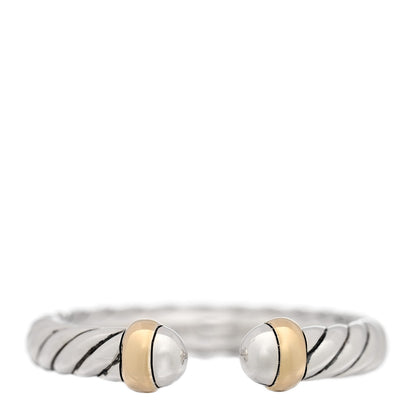 David Yurman Sterling Silver 14K Yellow Gold Lapis Lazuli Petite Cable Open Ring 57/8 1 of 5