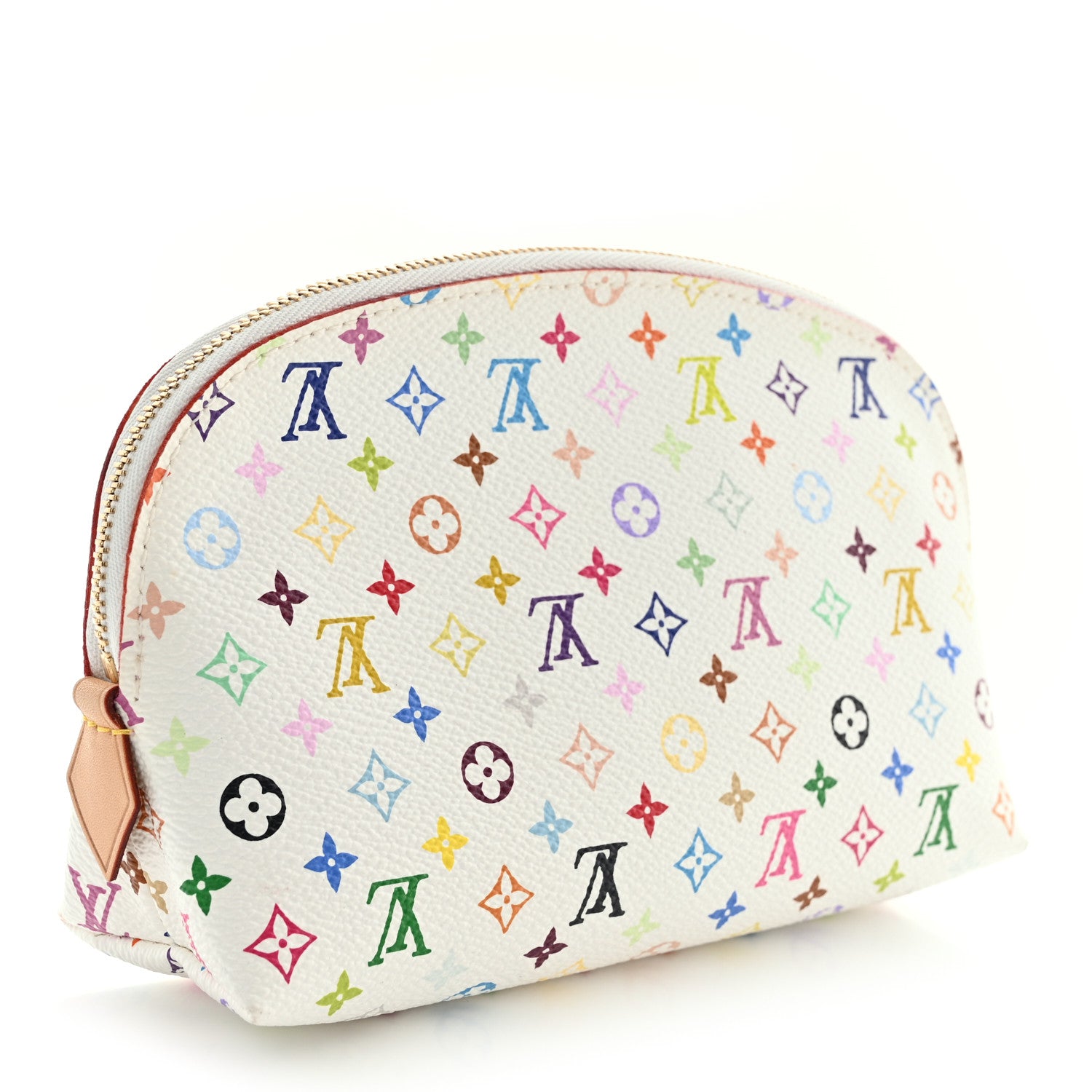 Louis Vuitton Monogram Multicolor Cosmetic Pouch White Litchi 3 of 7