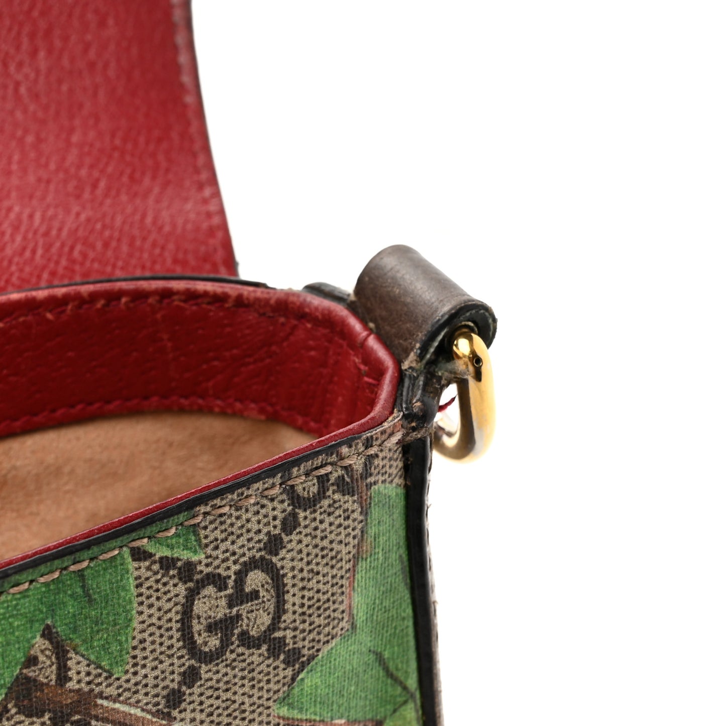 GG Supreme Monogram Tian Web Medium Padlock Messenger Shoulder Bag Beige Multicolor New Acero