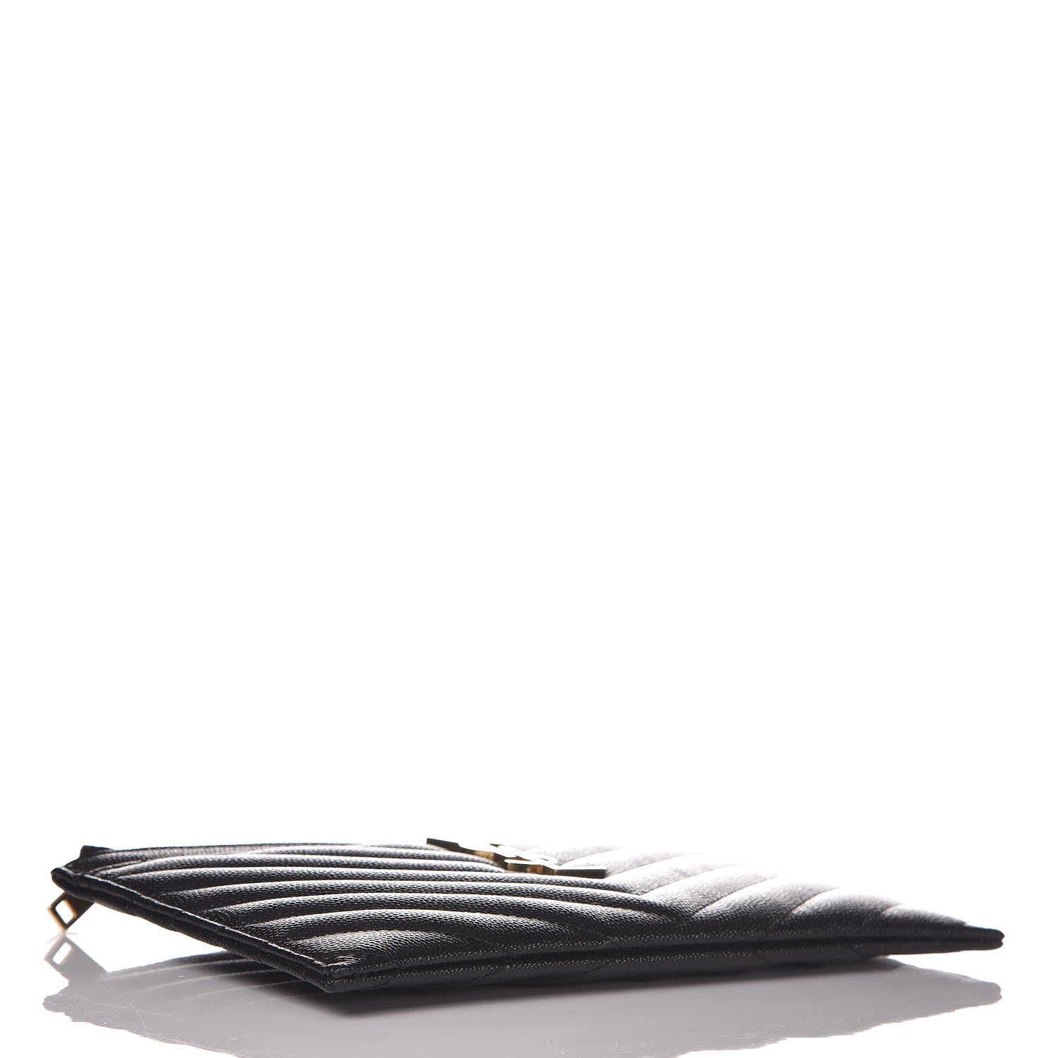 Saint Laurent Grain De Poudre Chevron Monogram Bill Pouch Black 4 of 8