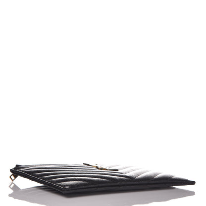 Saint Laurent Grain De Poudre Chevron Monogram Bill Pouch Black 4 of 8