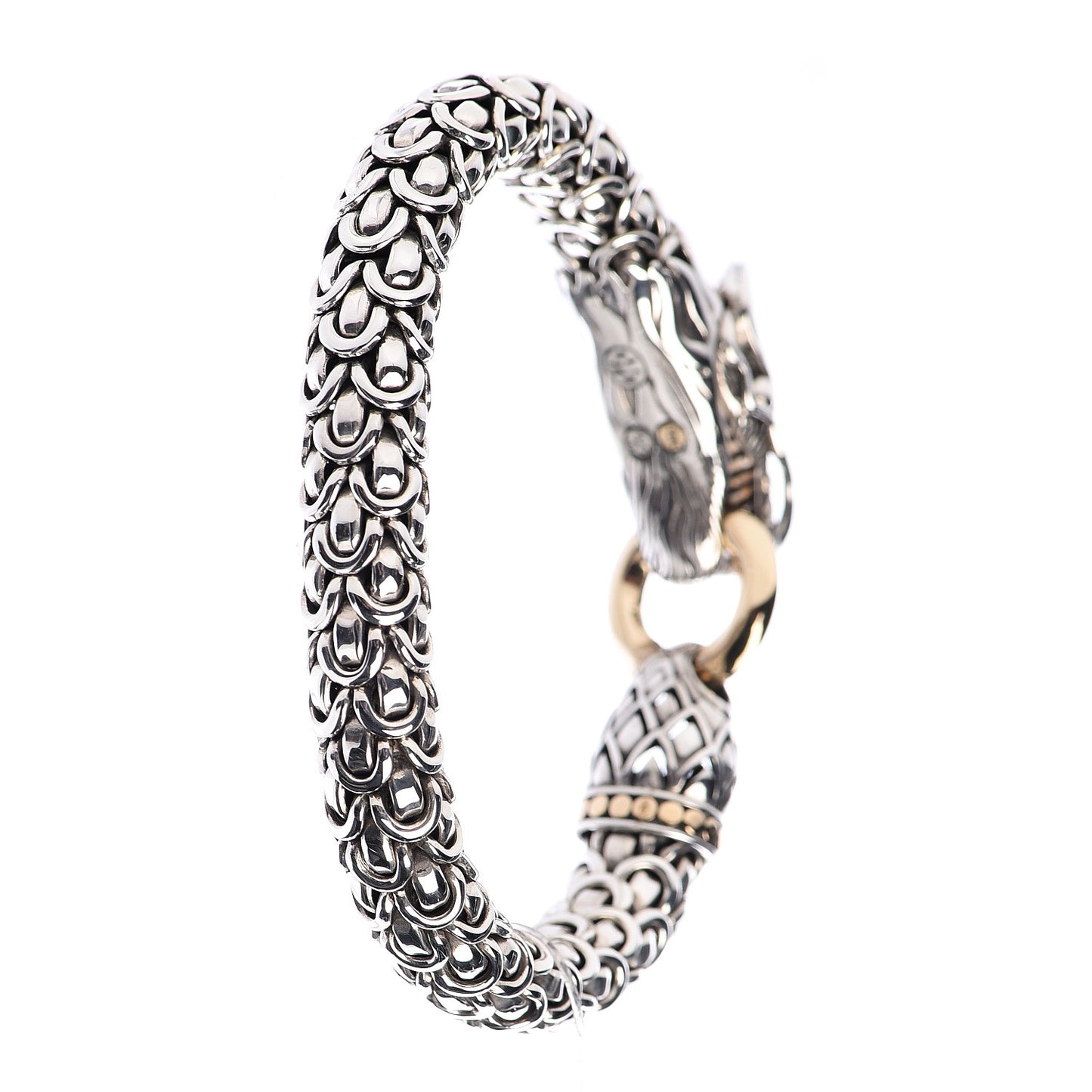 Sterling Silver 18K Yellow Gold 10mm Naga Station Bracelet