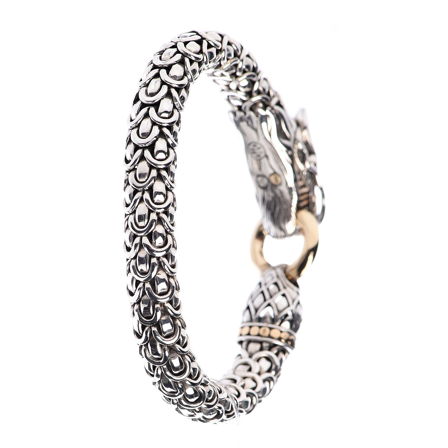 John Hardy Sterling Silver 18K Yellow Gold 10mm Naga Station Bracelet 3 of 4