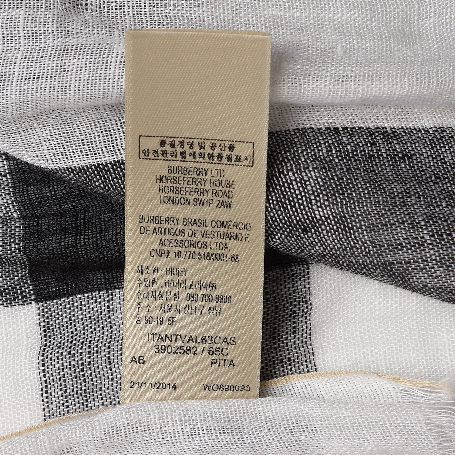 Burberry Linen Giant Check Lightweight Scarf Ivory 5 of 6