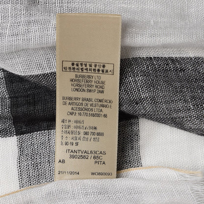 Burberry Linen Giant Check Lightweight Scarf Ivory 5 of 6