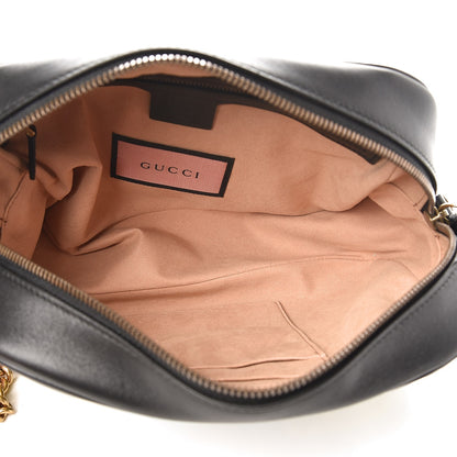 Gucci Calfskin Matelasse GucciGhost Medium GG Marmont Chain Shoulder Bag Black New Acquamarine 5 of 8