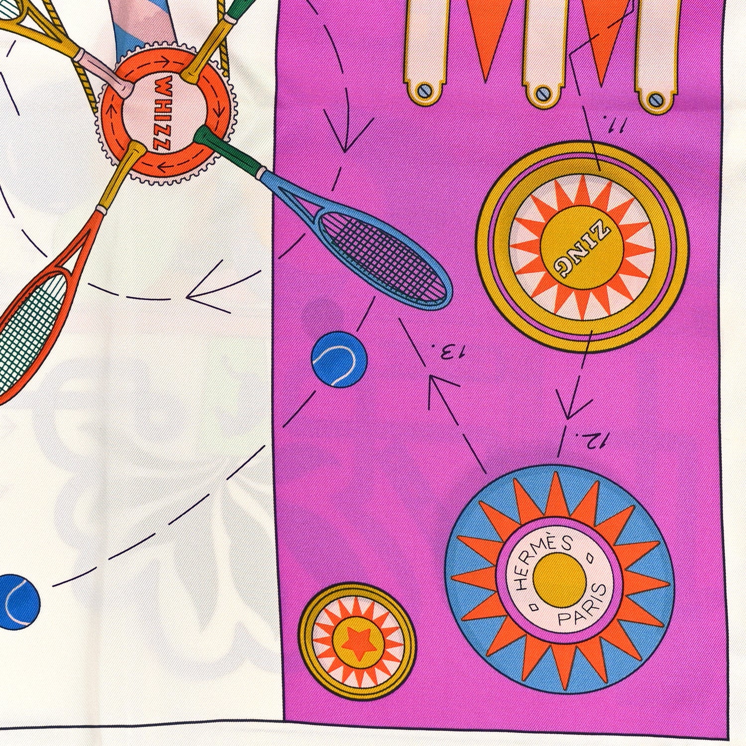 Hermes Silk Tea For Two Scarf 90 White Cyclamen Multicolor 2 of 3