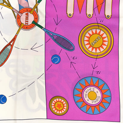 Hermes Silk Tea For Two Scarf 90 White Cyclamen Multicolor 2 of 3