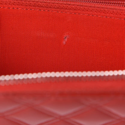Chanel Patent Quilted Double Stitched Zip Around Wallet Red 10 of 11