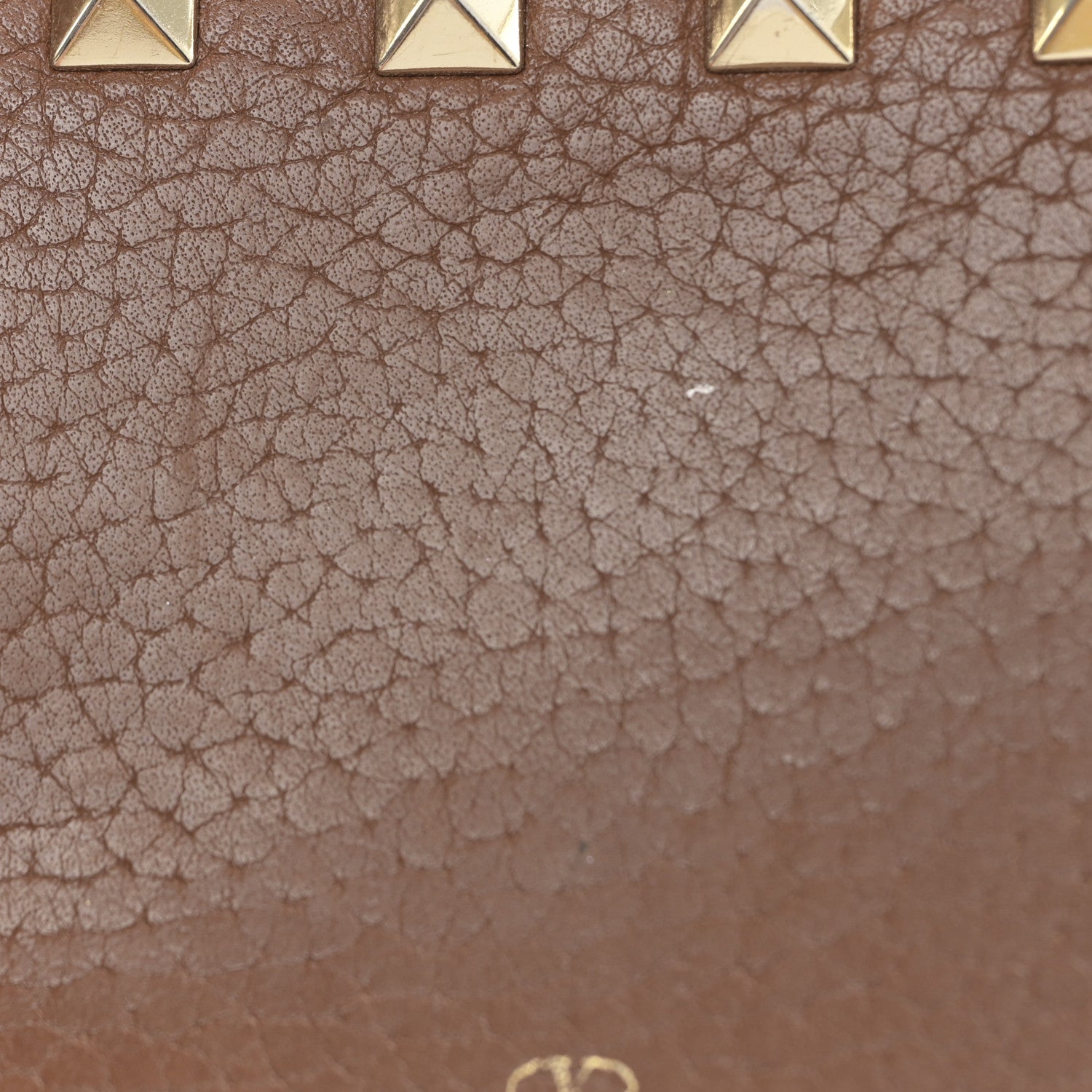 Valentino Garavani Pebbled Calfskin Rockstud Compact Zip Around Wallet Bright Cognac 9 of 9