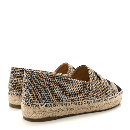 Chanel Metallic Tweed Grosgrain CC Espadrilles 38 Black Gold 5 of 10