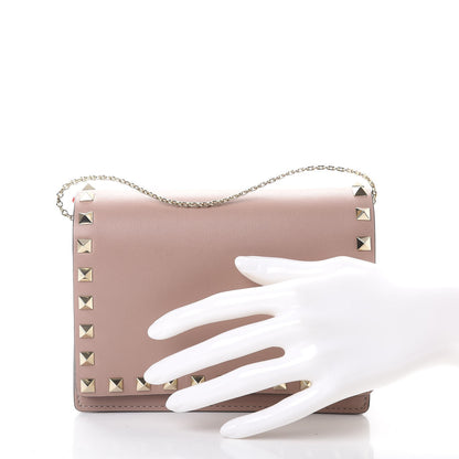 Valentino Garavani Vitello Rockstud Wallet on Chain Poudre 3 of 8