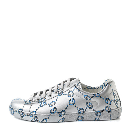 Gucci Miro Rubber Wax GucciGhost Print Mens New Ace Sneakers 8 Silver 1 of 10