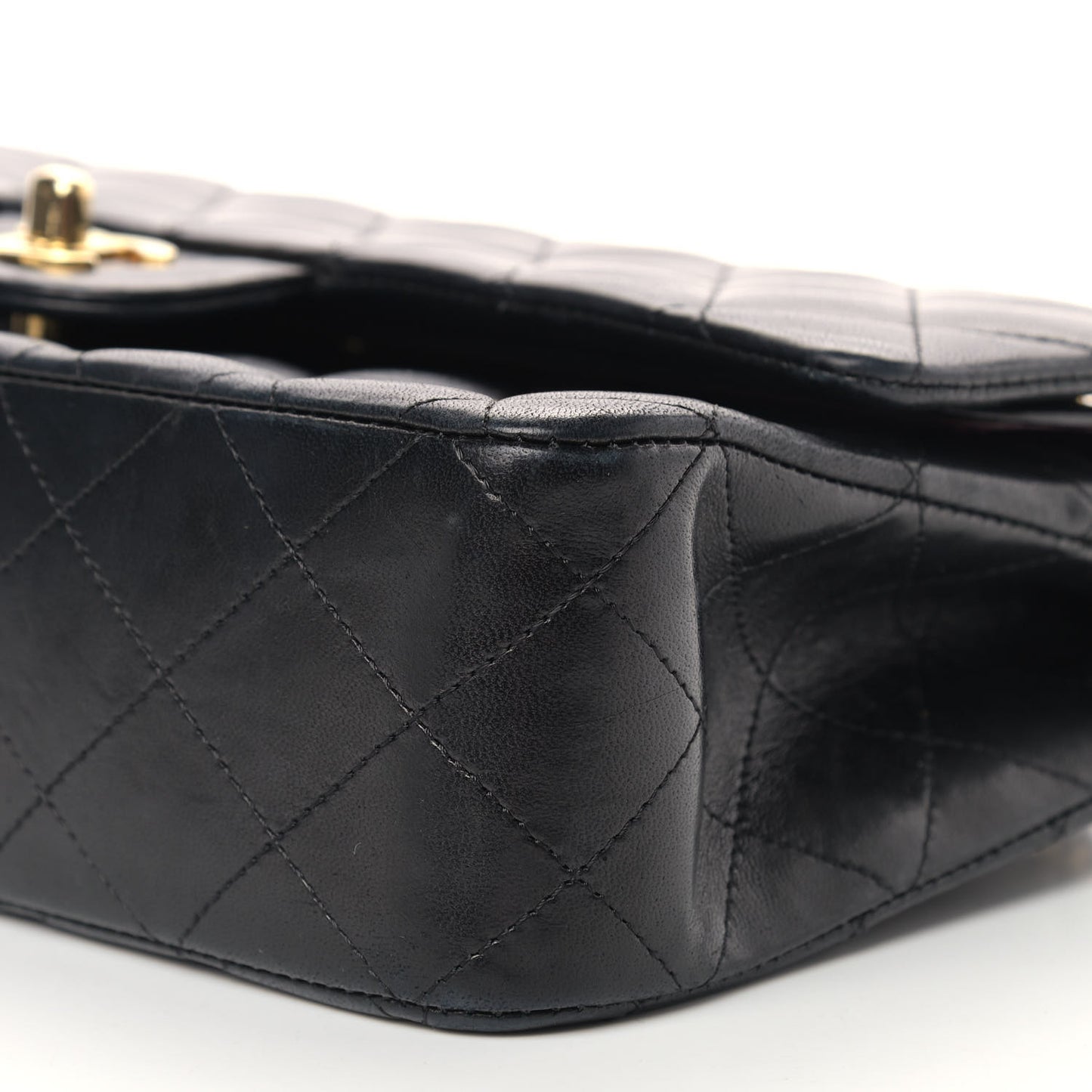 Lambskin Quilted Medium Double Flap Black