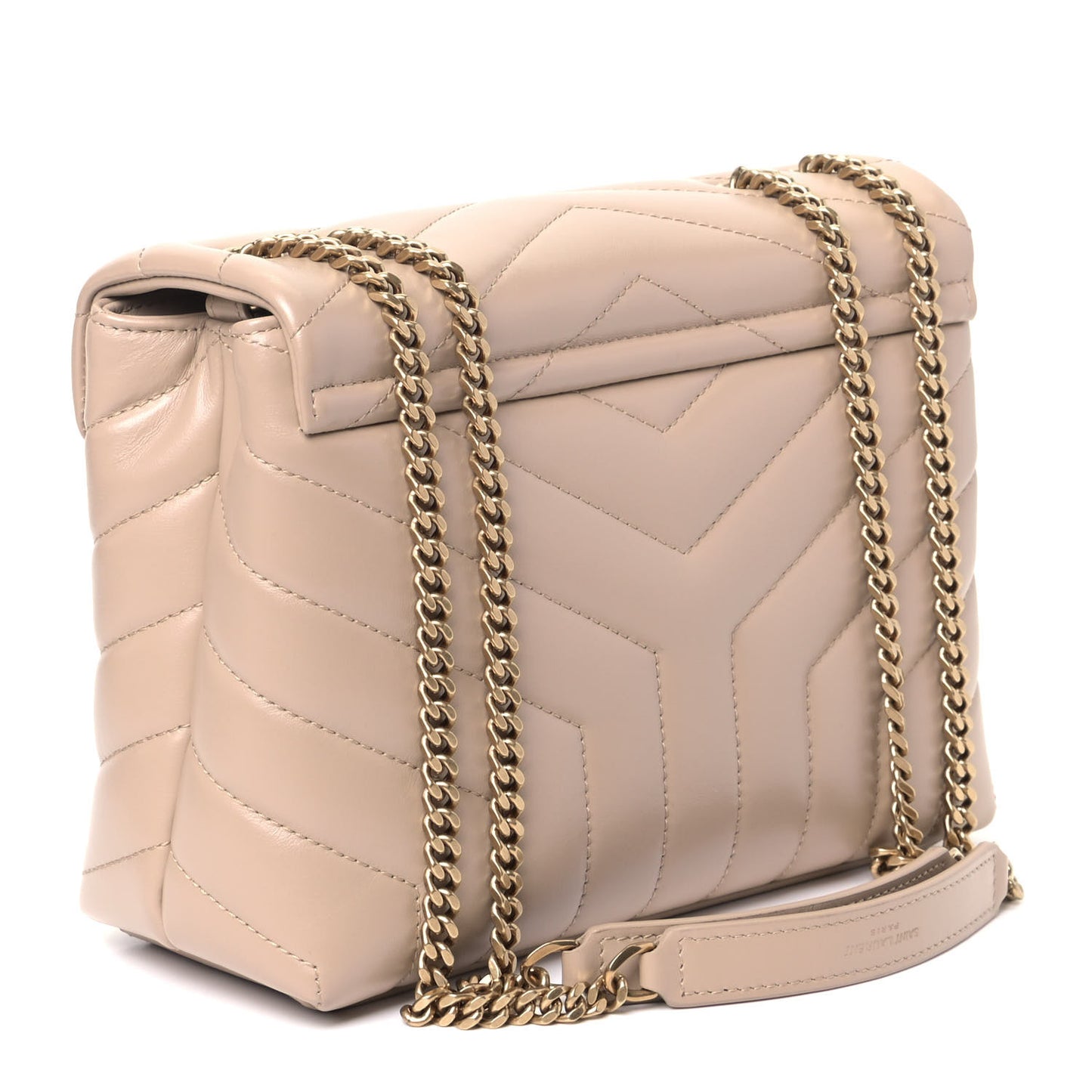 Calfskin Y Quilted Monogram Small Loulou Chain Satchel Dark Beige