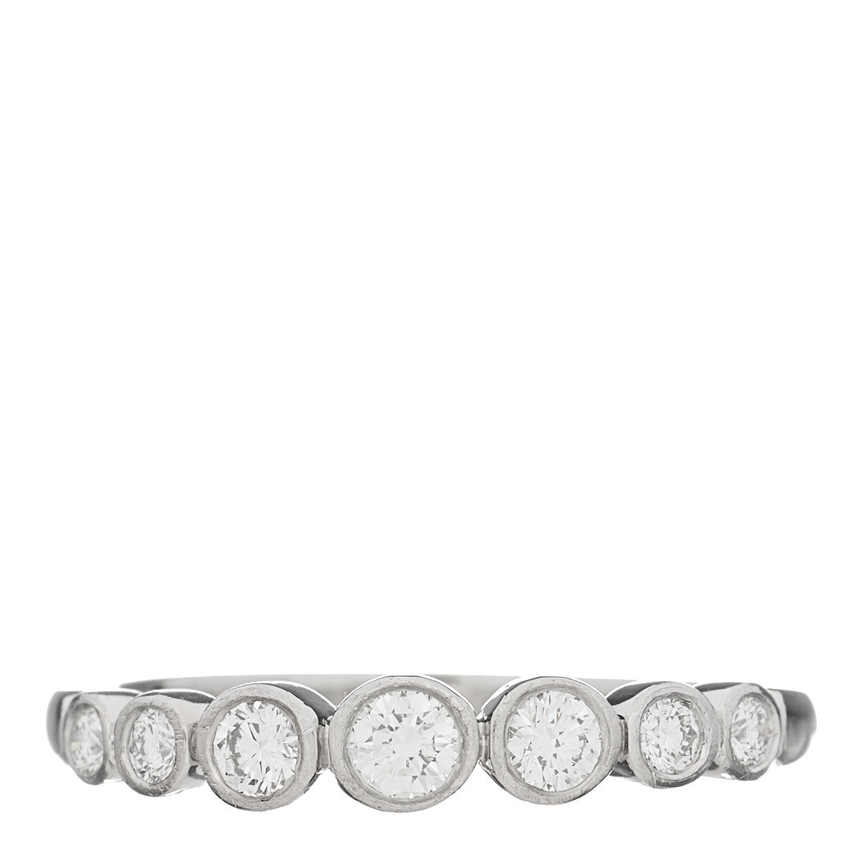 Platinum Diamond Jazz Graduated Band Ring 53 6.5