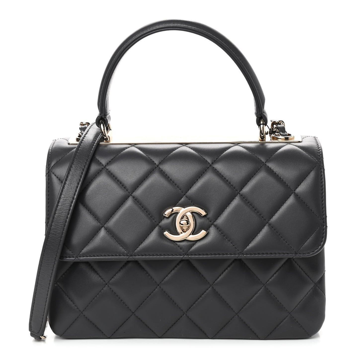 Lambskin Quilted Small Trendy CC Dual Handle Flap Bag Dark Grey