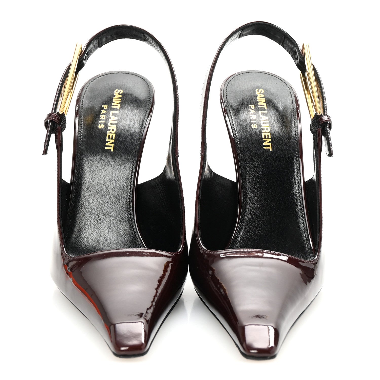 Saint Laurent Vernice Gloss Lee 110 Slingback Pumps 38 Marron Glacé 3 of 9