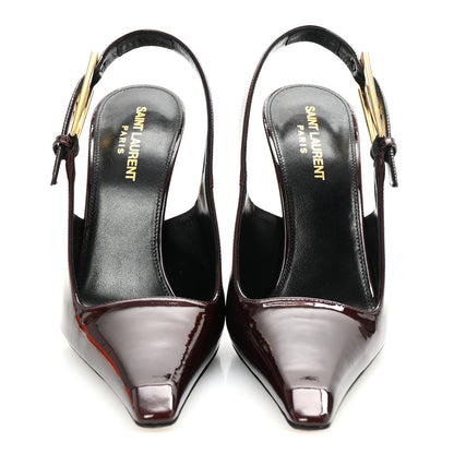 Saint Laurent Vernice Gloss Lee 110 Slingback Pumps 38 Marron Glacé 3 of 9