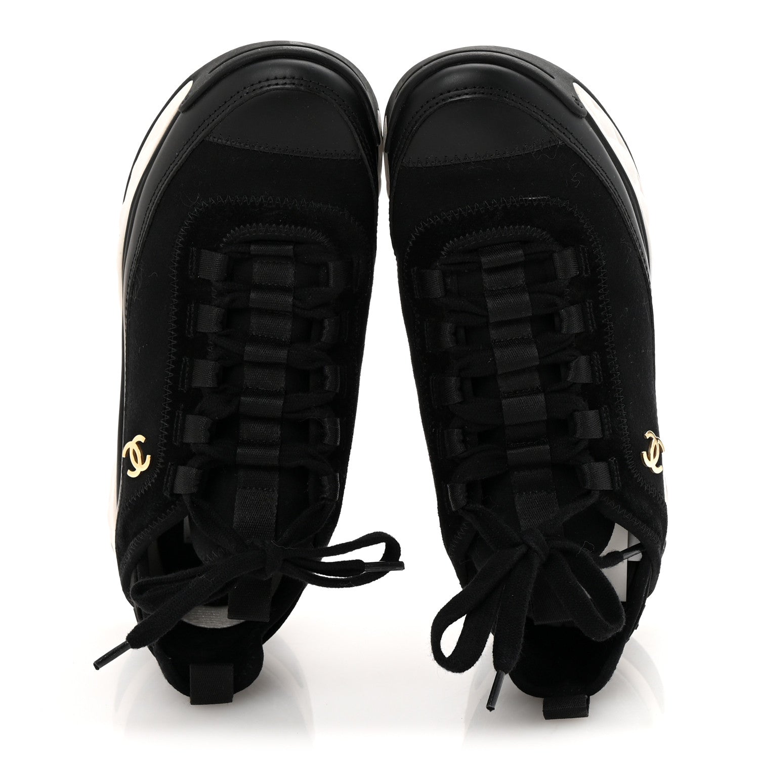 Chanel Velvet Calfskin Mixed Fibers CC Sneakers 36 Black 3 of 10