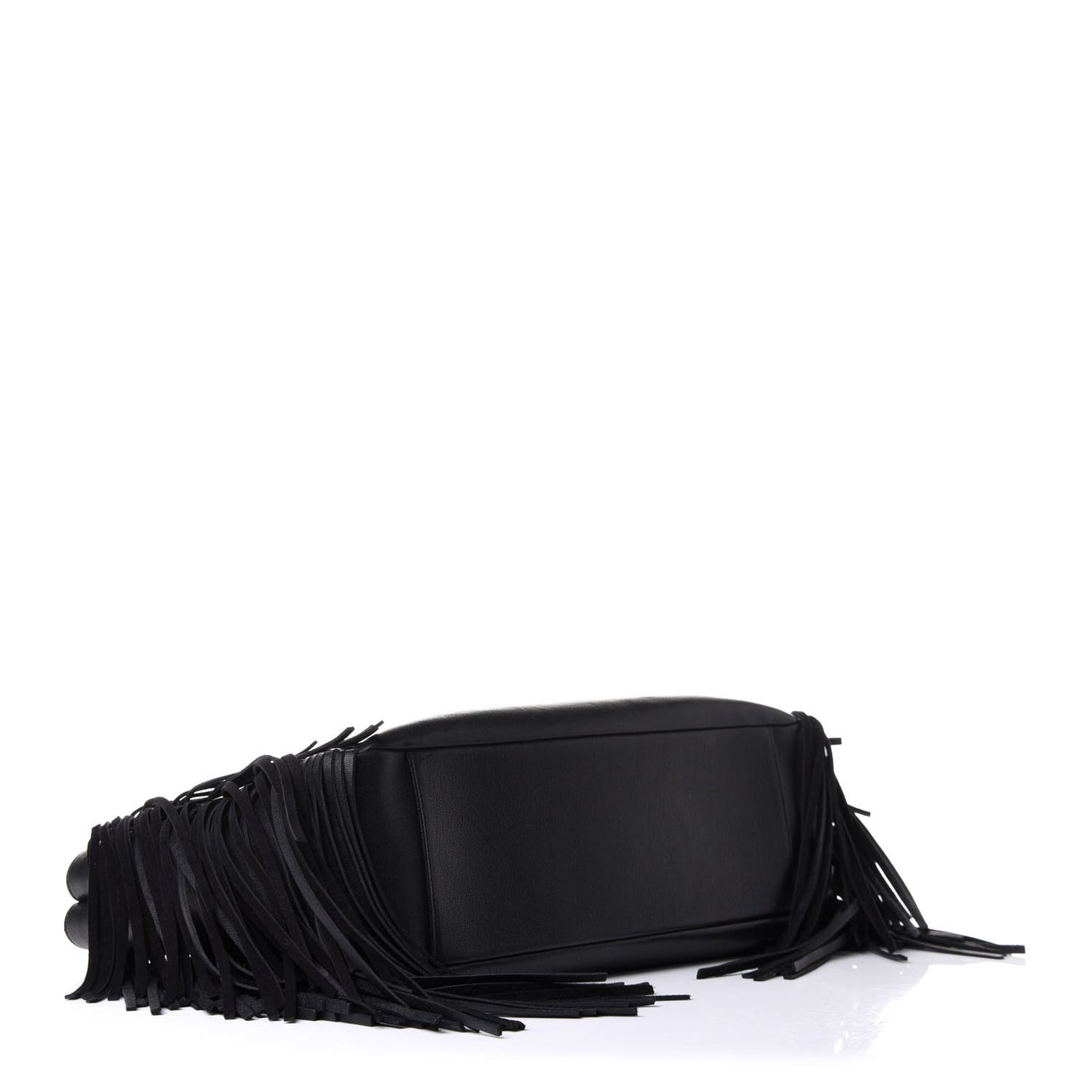 Calfskin Fringe Monogram Shopping Tote Black