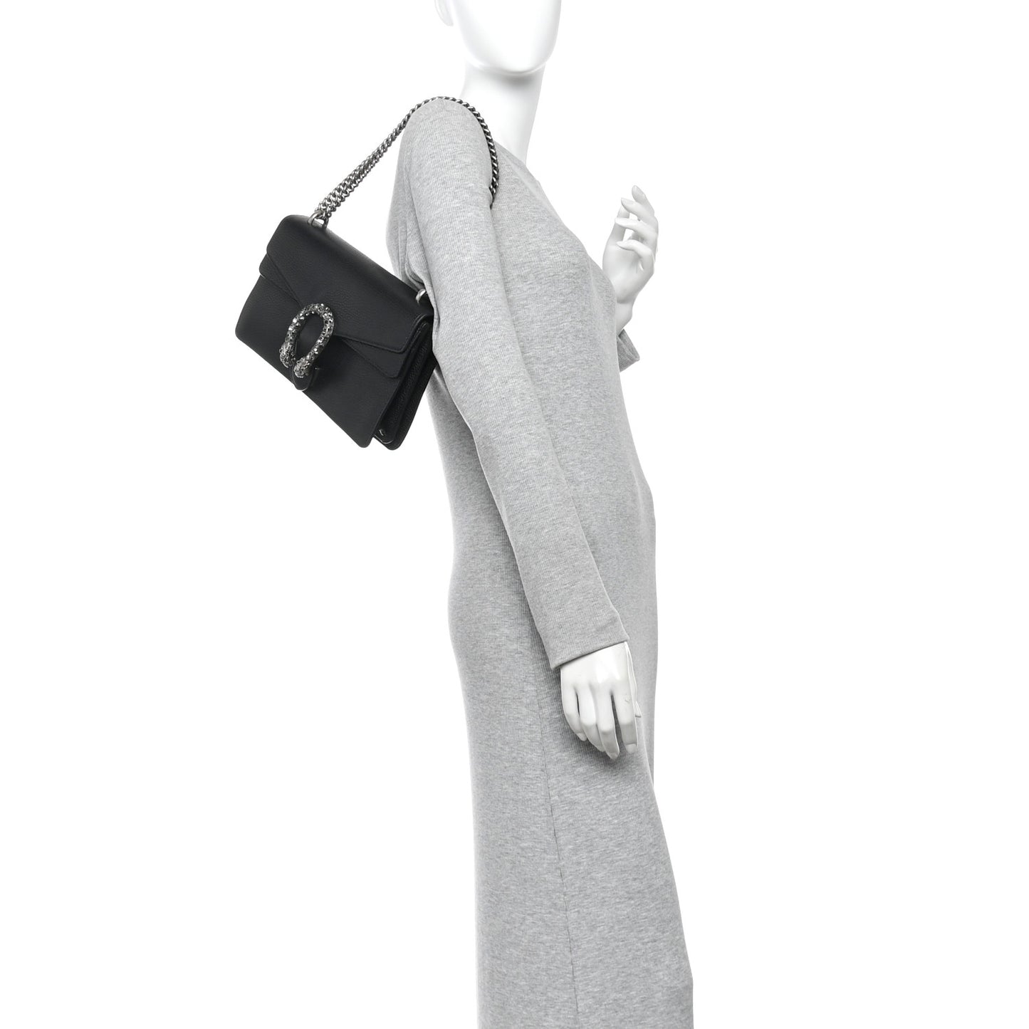 Pebbled Calfskin Small Dionysus Shoulder Bag Black