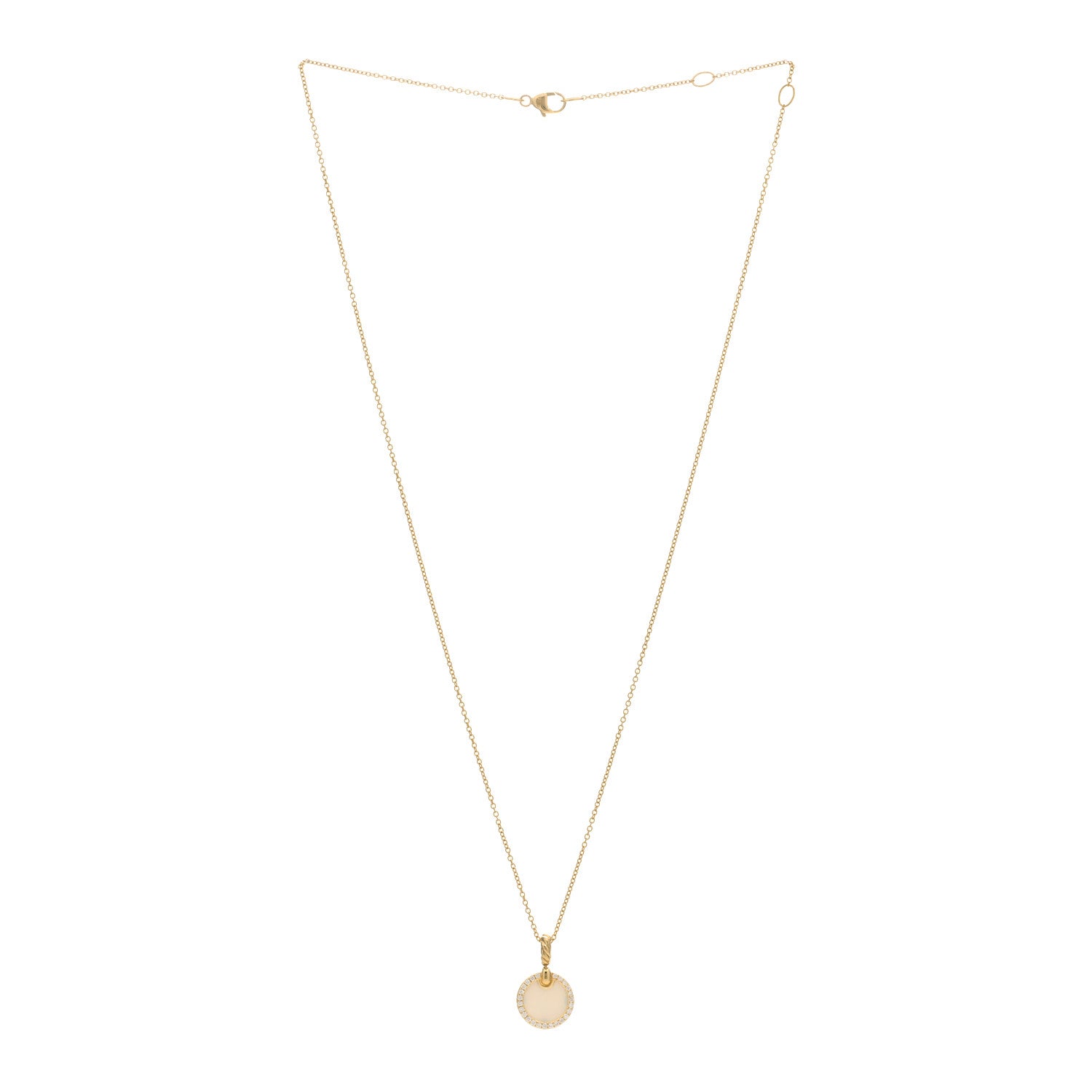 David Yurman 18K Yellow Gold Diamond Mother of Pearl Petite Elements Necklace 2 of 3