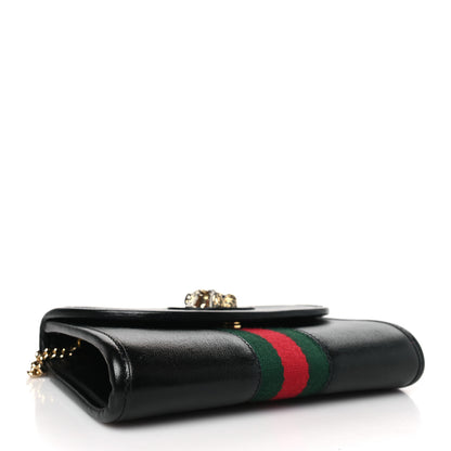 Gucci Textured Calfskin Web Mini Rajah Slim Flap Shoulder Bag Black 4 of 9