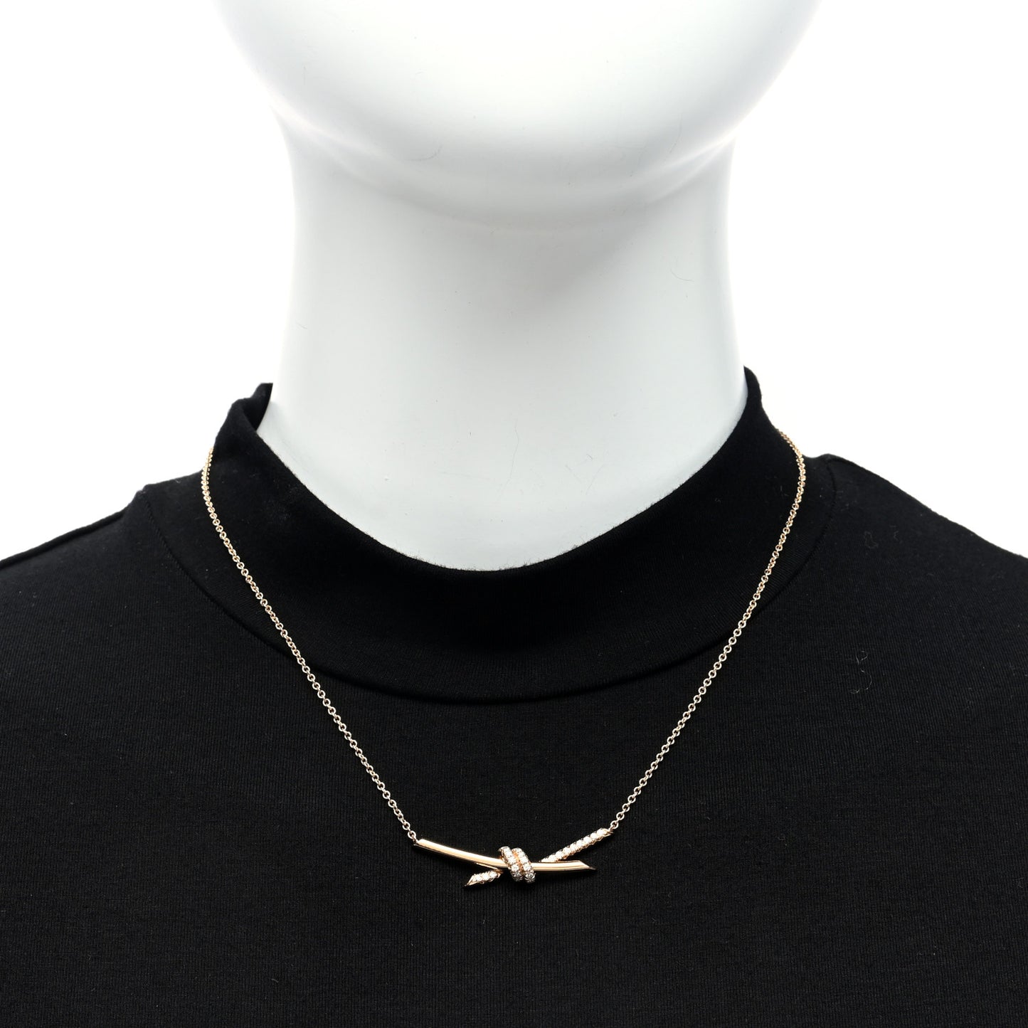 18K Rose Gold Diamond Knot Necklace