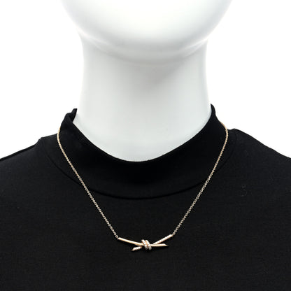 Tiffany 18K Rose Gold Diamond Knot Necklace 2 of 4