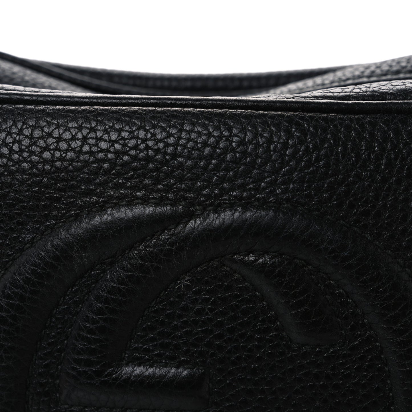 Pebbled Calfskin Small Soho Disco Bag Black