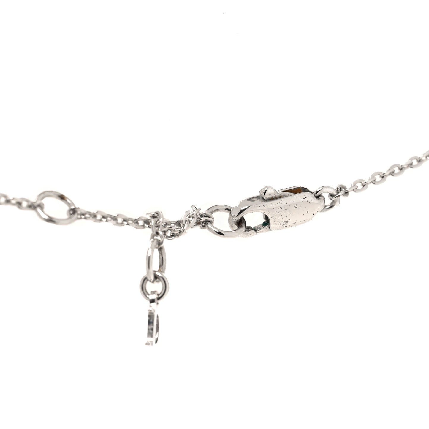 Metal Crystal Logo Choker Necklace Silver Pink