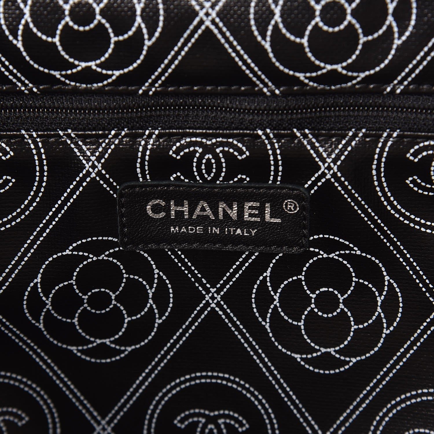 Chanel Coated Canvas Camellia Medium Shopping Tote Black Beige 6 of 11