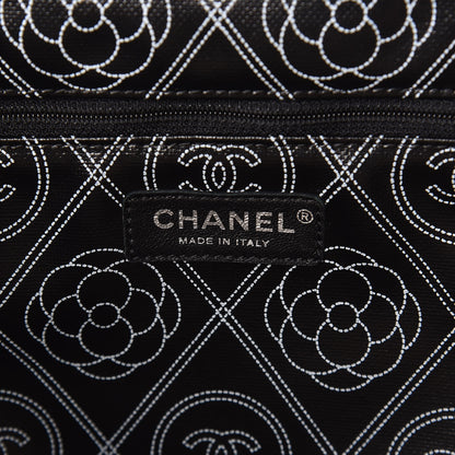 Chanel Coated Canvas Camellia Medium Shopping Tote Black Beige 6 of 11
