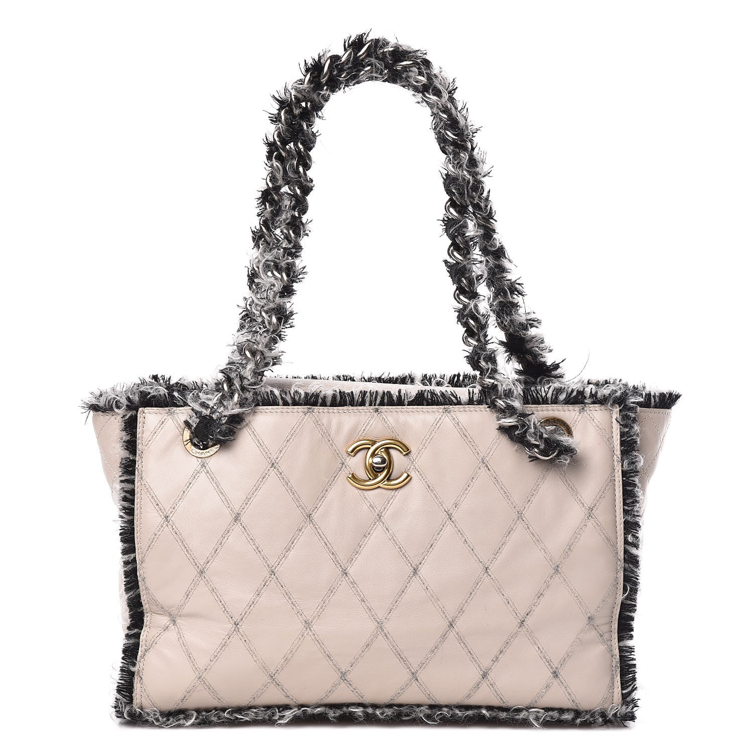 Chanel Tweed Calfskin Tweedy Shopping Tote Beige 1 of 12