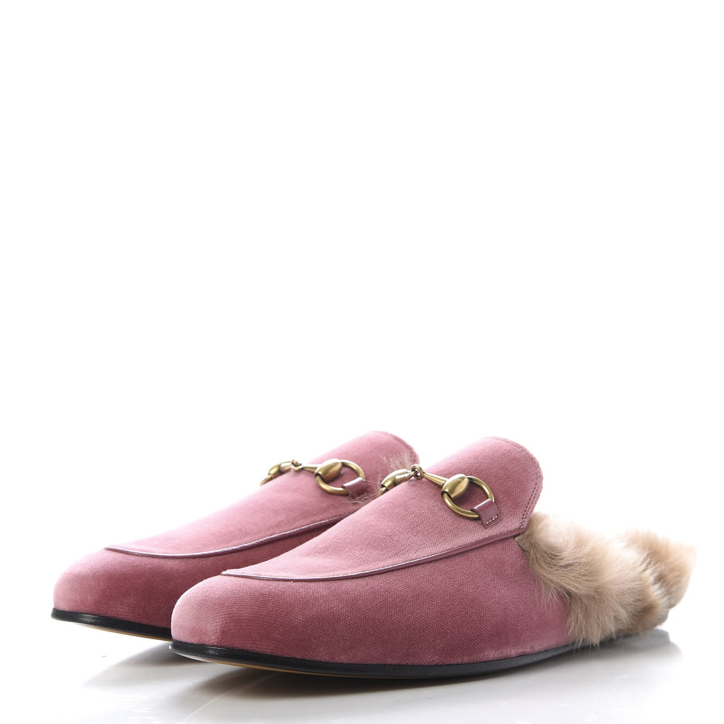 Velvet Fur Mens Princetown Slippers 6 Pink