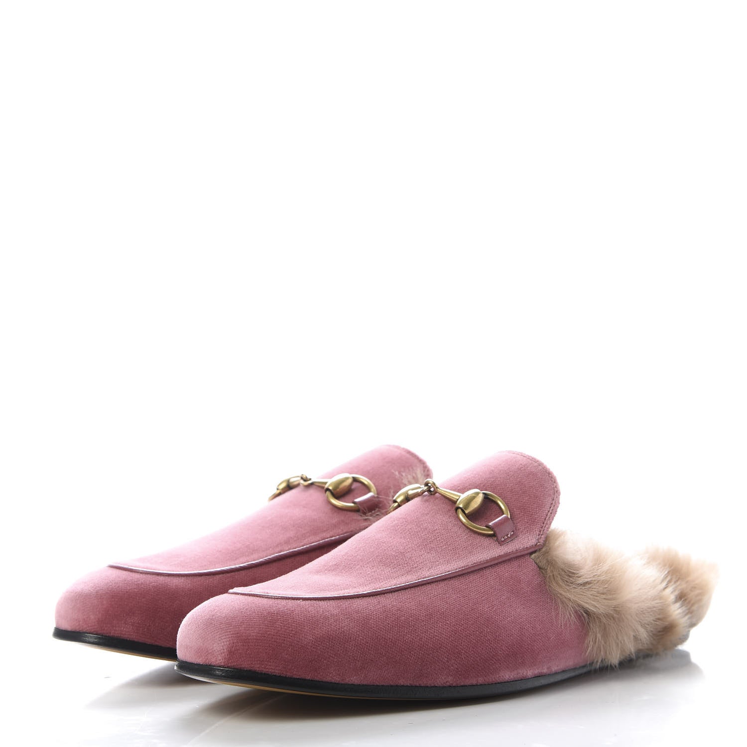Gucci Velvet Fur Mens Princetown Slippers 6 Pink 3 of 8