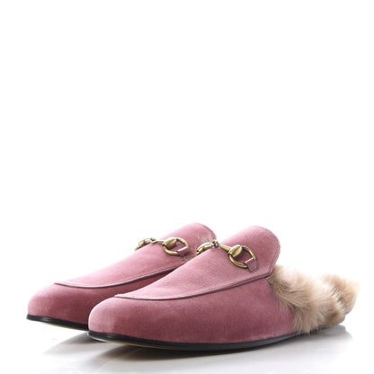 Gucci Velvet Fur Mens Princetown Slippers 6 Pink 3 of 8