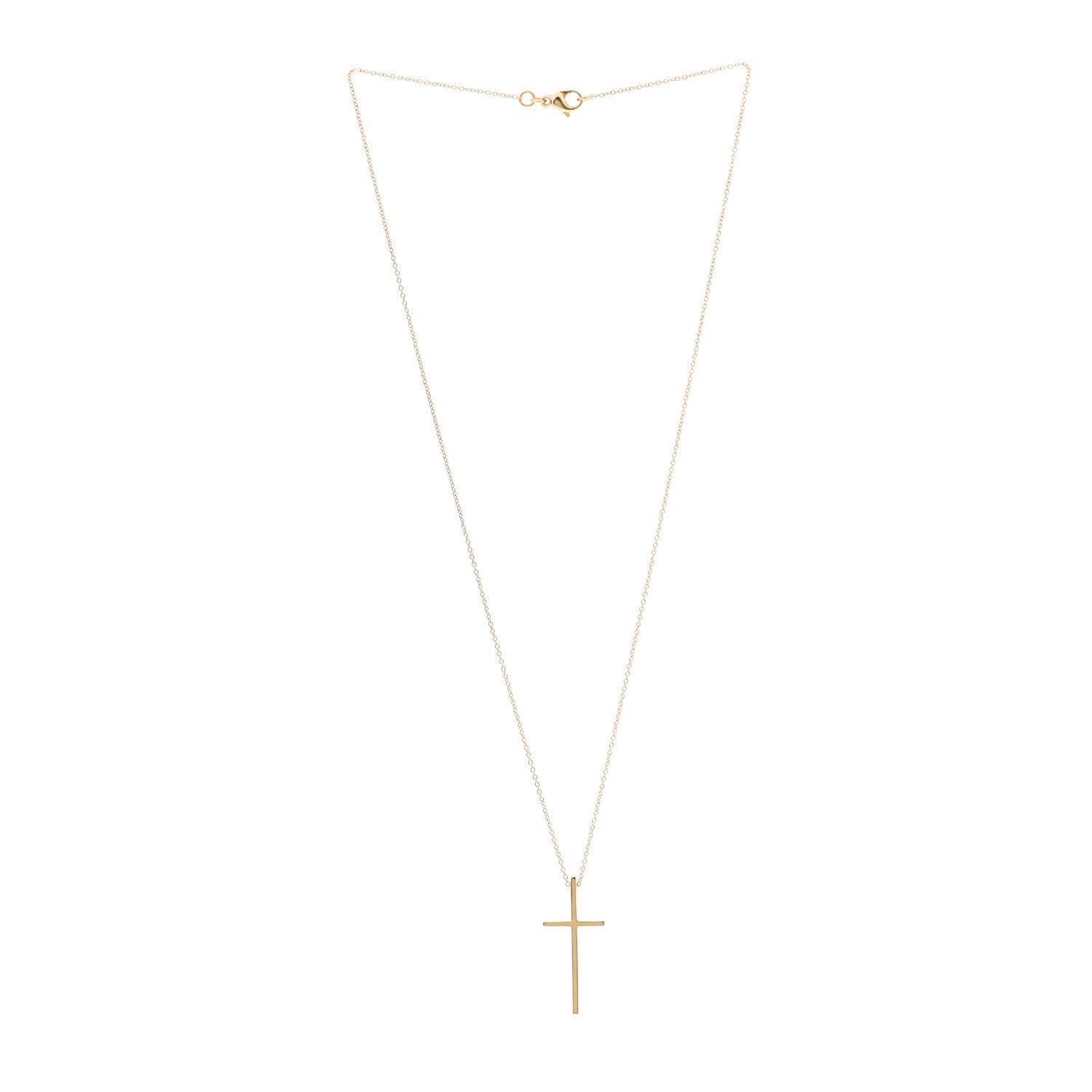 Tiffany 18K Yellow Gold Metro Cross Pendant Necklace 3 of 5