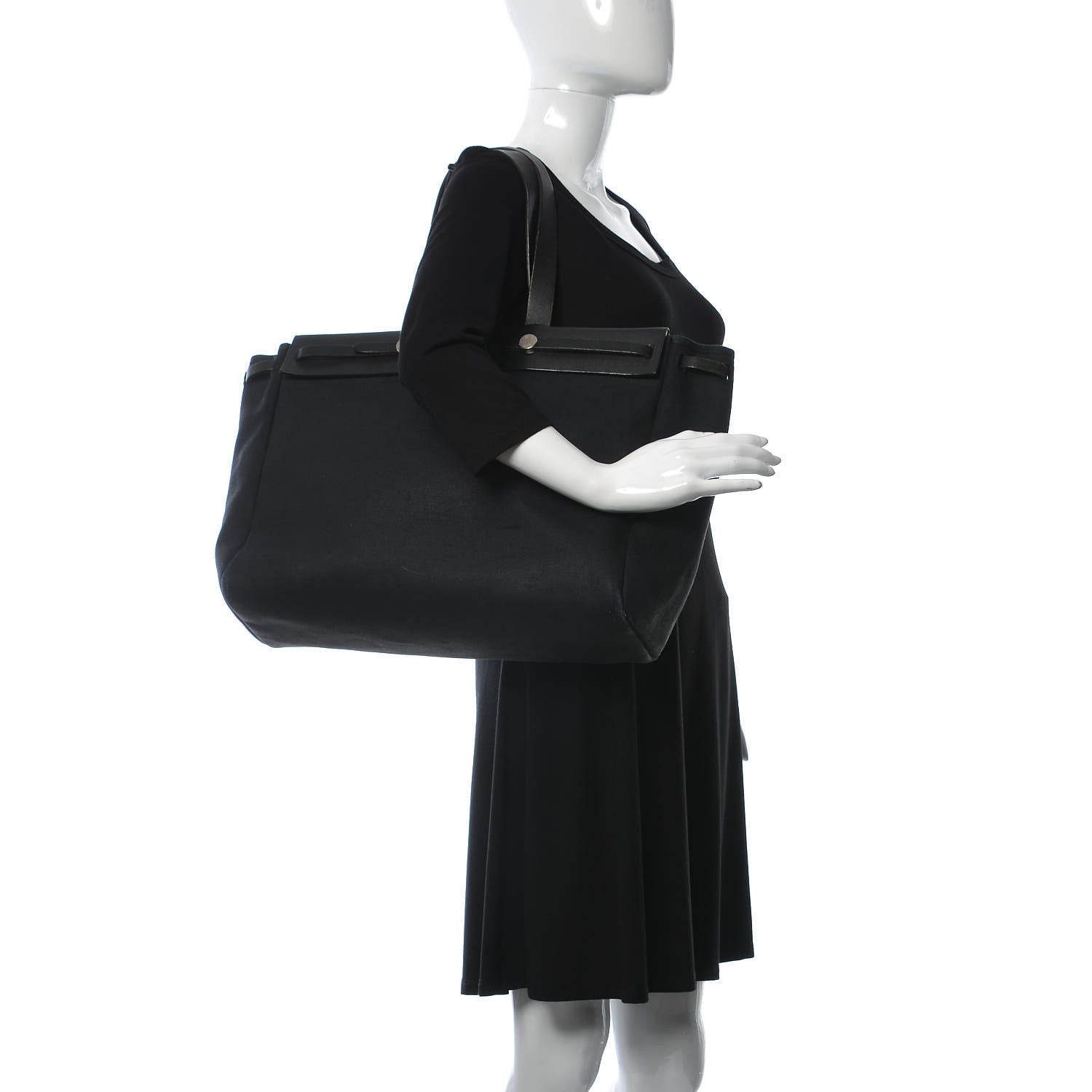 Hermes Toile Vache Hunter Herbag Cabas MM Black 2 of 28